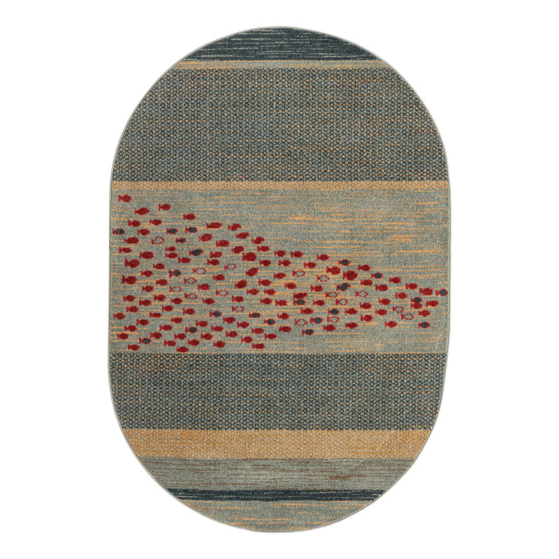 Abrigail Striped Indoor Rug, Oval 4' x 6'