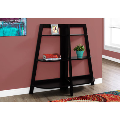 Bibliothèque contemporaine contemporaine H 48 po, 3 niveaux, stratifié brun, pour bureau et chambre à coucher, H 48 po pratique