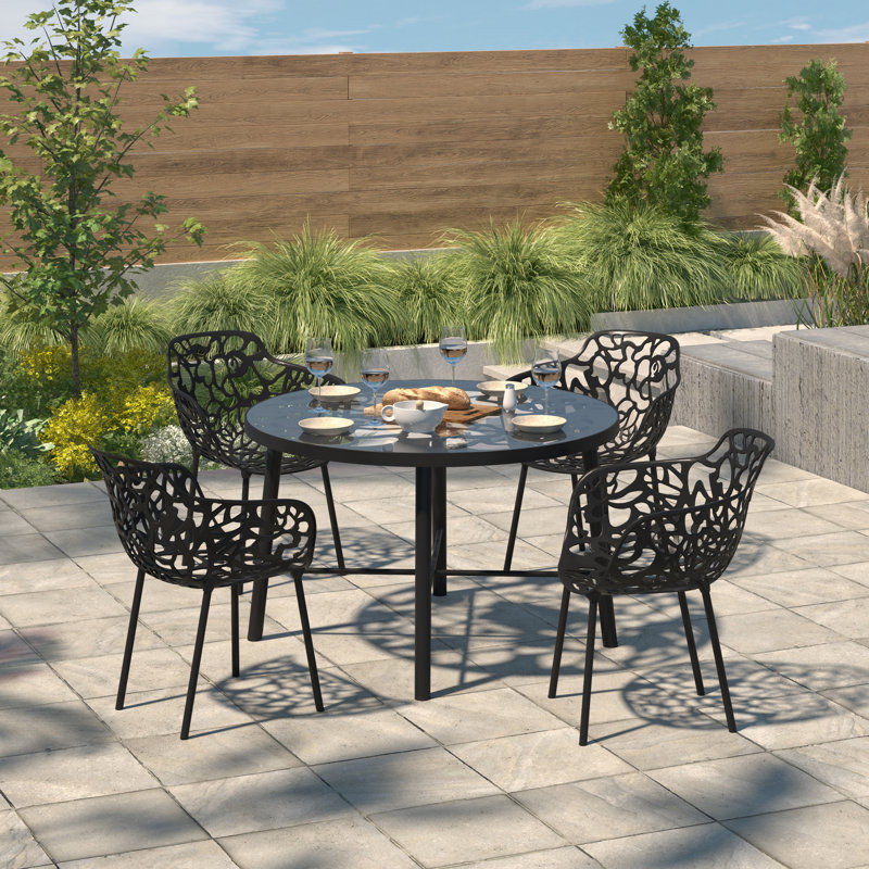 Fauteuil de patio Rabia, Noir, Ensemble de 2