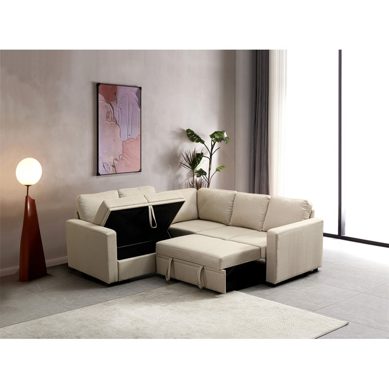 Canapé-lit modulaire polyvalent avec coussins confortables et structure en bois durable pour les petits espaces