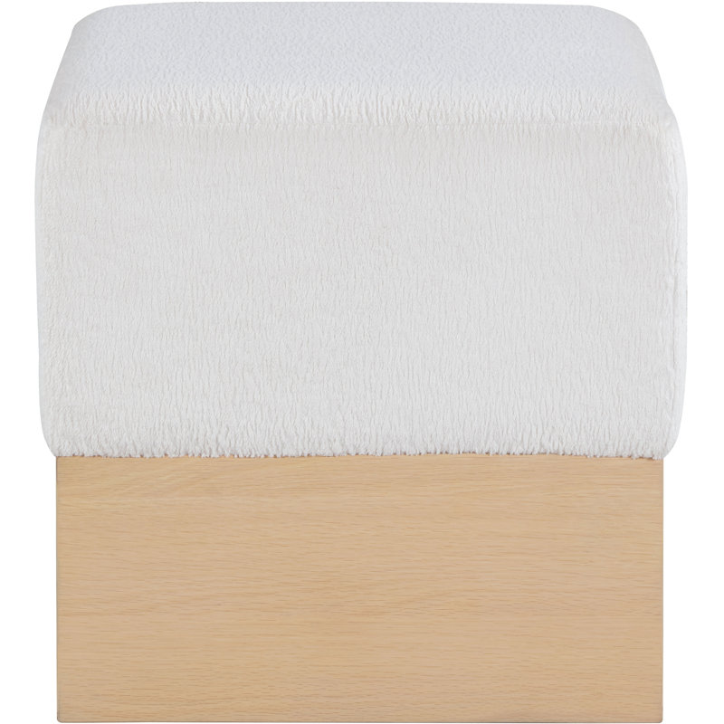 Repose-pieds / tabouret Madelen, Tissu velours crème, Naturel
