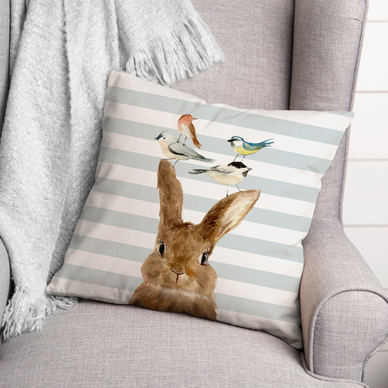 Housse et insert de coussin carré Rabbit and Birds