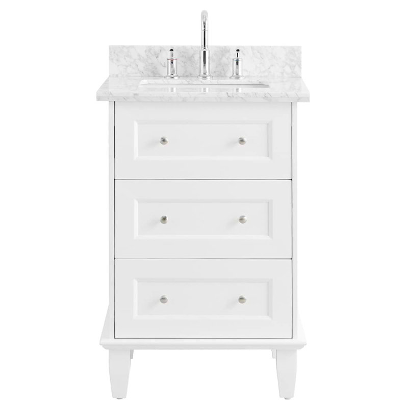 Nora 24" Freestanding Standard Single Bathroom Vanity with Top, White