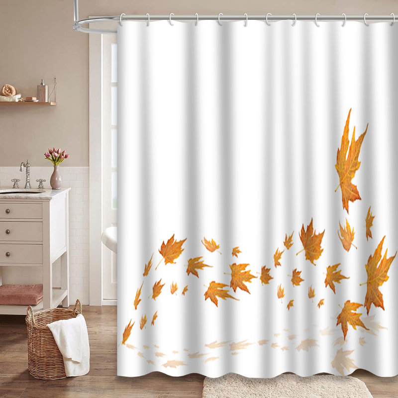 Rideau de douche avec 12 crochets Autumn Wind Leaves, L 72 po x l 72 po