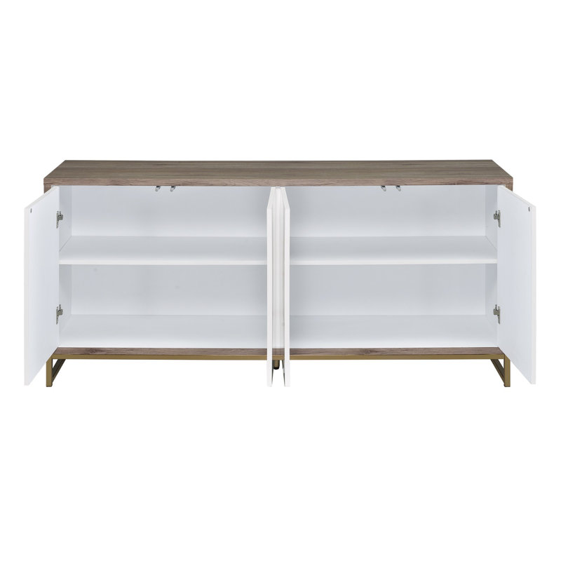 Armoire console avec finition chêne blanc et finition champagne