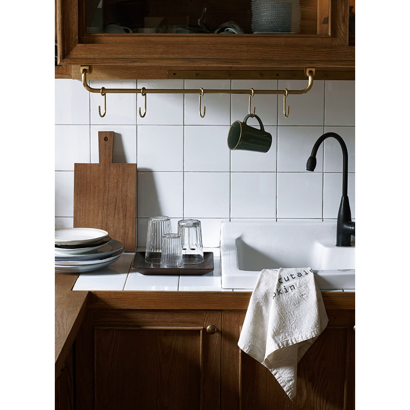 Rustic Solid Brass Kitchen Utensil Rail