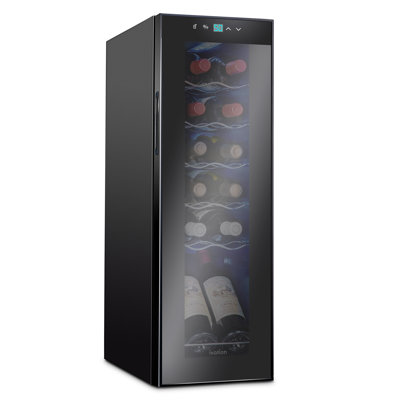 Ivation Single Zone 9.9'' Freestanding 12 Bottle Wine Refrigerator