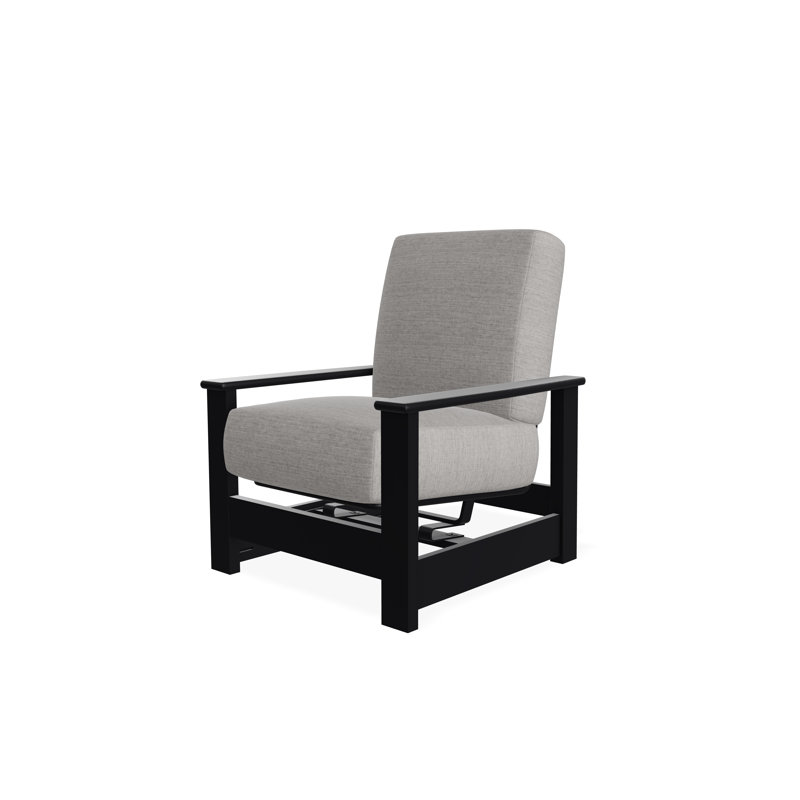Leeward Marine Grade Polymer Deep Seating Cushion Arm Chair with Hidden Motion, Black, Canvas Granite Sunbrella® Canvas