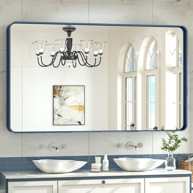Miroir d'appoint Tyro, Bleu, Rectangulaire, 60 po x 36 po