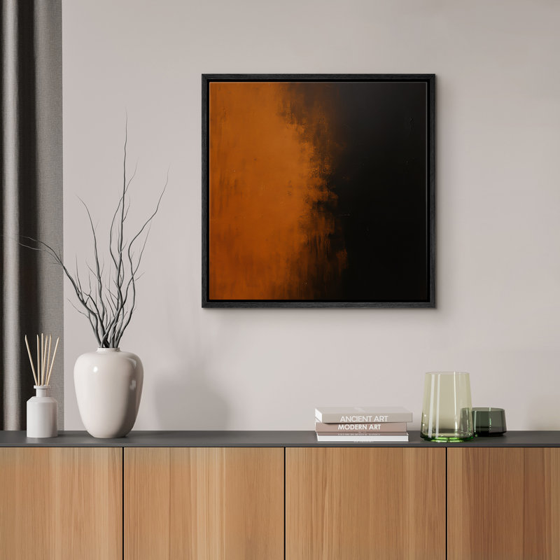 Framed Canvas Wall Art Abstract Painting Print for Modern Home Decor, Black, 24" H x 24" W