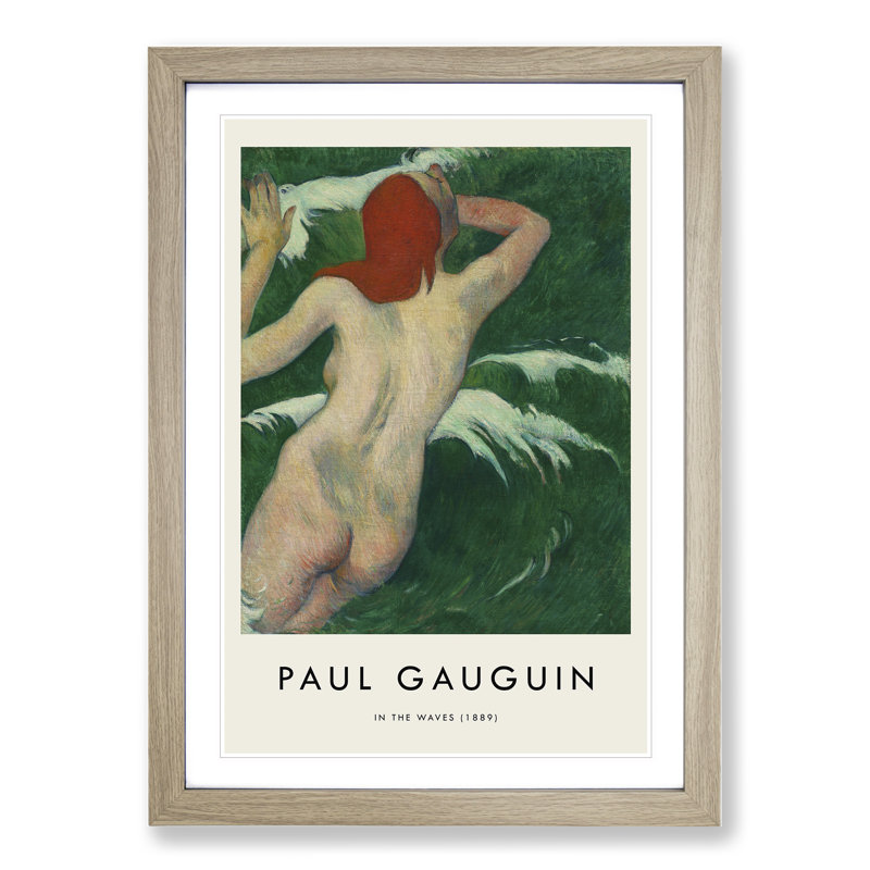 In the Waves by Paul Gauguin - Picture Frame Painting, Oak Framed, 65cm H x 48cm W x 2cm D