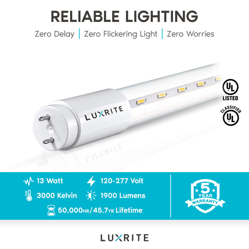 13 watts, ampoule à DEL T8, à intensité variable, G13 / à deux broches, 3000 K