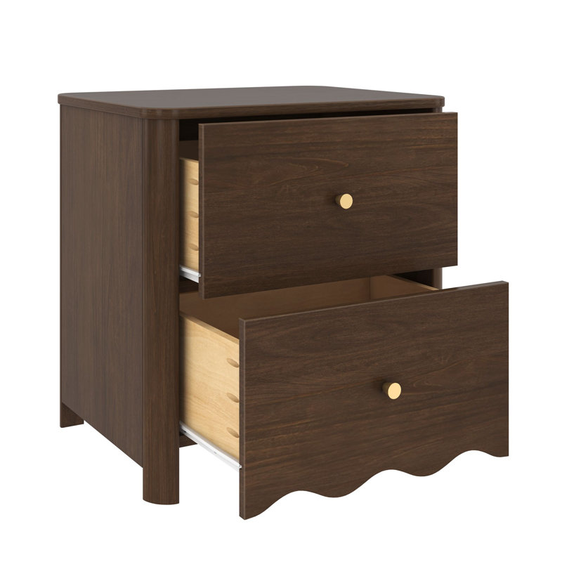 Table de chevet 2 tiroirs Setzer, Noyer