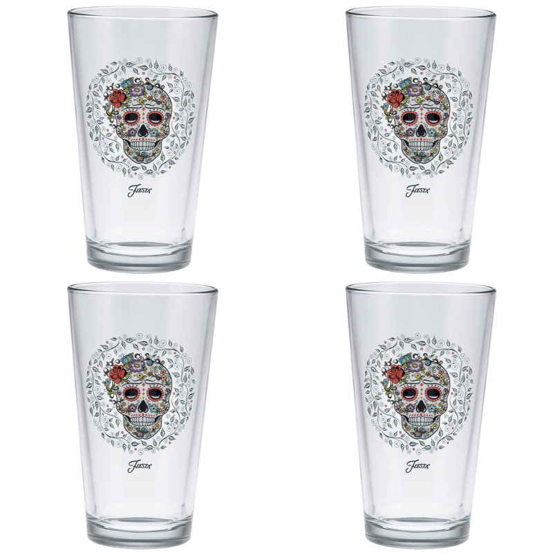 Sugar Skull 16 oz. Glass Glassware Set