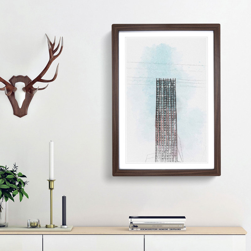 Sketching the Architecture Vol.43 - Picture Frame Drawing Print, 87cm H x 62cm W x 2cm D, Walnut Framed