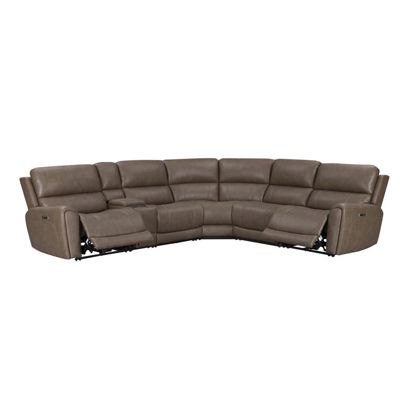 Canapé modulaire inclinable électrique avec accoudoirs réglables 6 pièces Alberta, Bette noisette