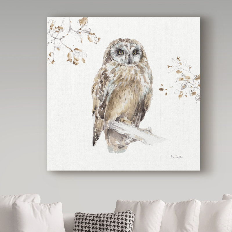 «Woodland Walk VIII Owl» par Lisa Audit - impression sur toile tendue, H 18 po x l 18 po x P 2 po