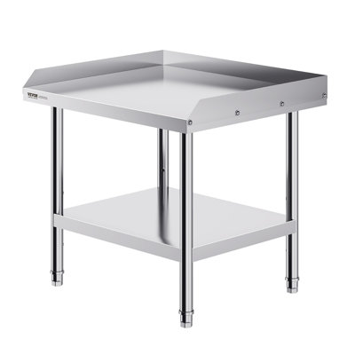 Stainless Steel Work Table, 24 X 28 X 26 Inch Commercial Food Prep Worktable, 3-Sided Backsplash Heavy Duty Prep Worktable, Metal Work Table With Adjustable Height For Restaurant Home Hotel