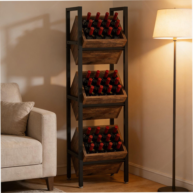 Stable Wine Storage Stand, Chic Industrial Minimalist Rack For 36 Bottles With Easy-Access Design And Reinforced Frame