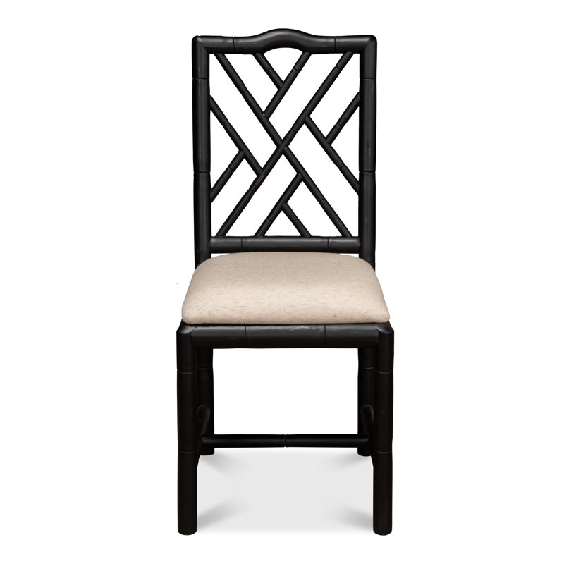Brighton Fabric Cross Back Side Chair in Beige, Black