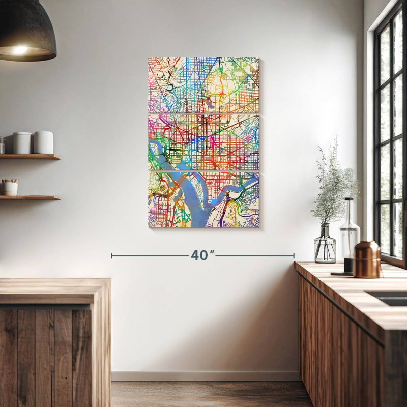 Aliaz, Washington DC, carte des rues V, H 38 po x l 24 po