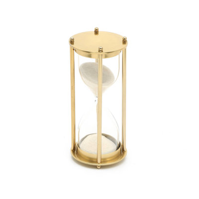 Decorative Aluminium Frame Hourglass-Sand Clock-Sand Timer-Tabletop Object-2.75X2.75X6"