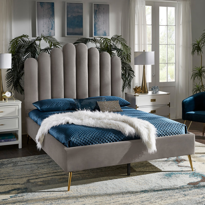 Vilkina Upholstered Metal Platform Bed, Queen 88.5"(W) x 66.0"(D) x 60.0"(H)