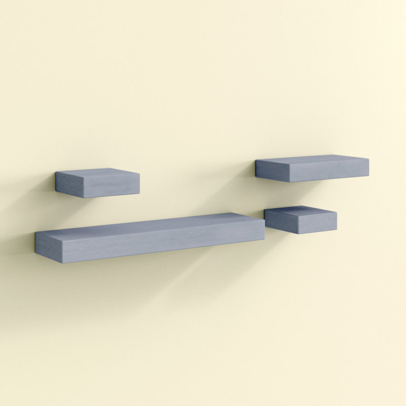 Melannco 4 Pieces Floating Chunky Shelves, Gray