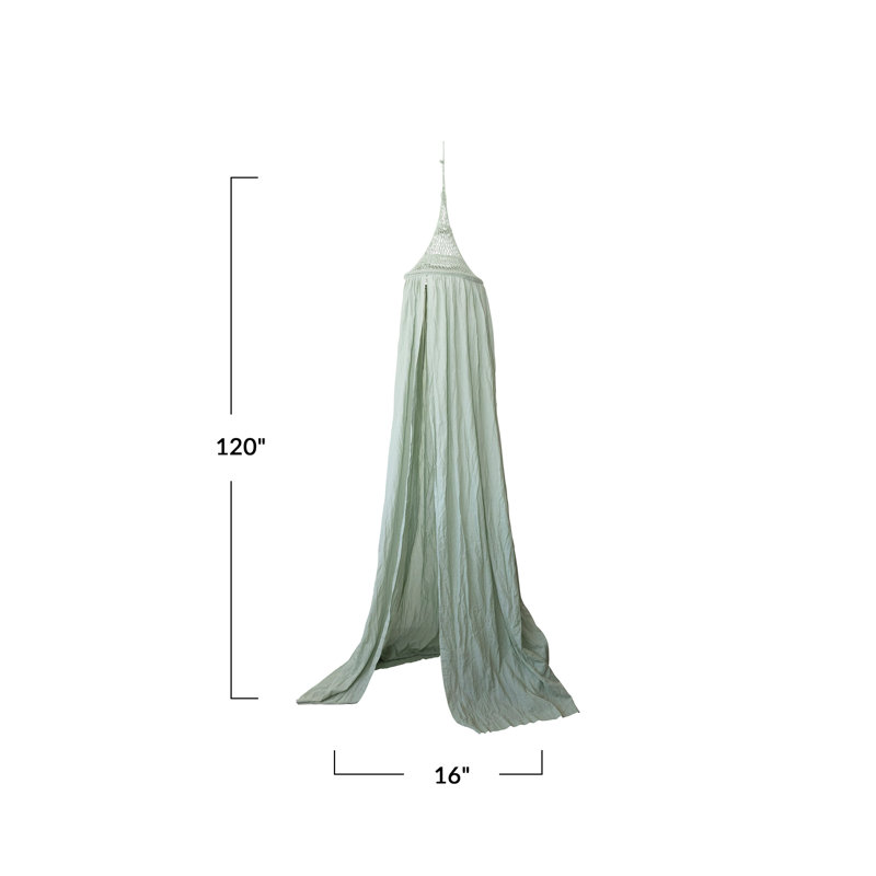 Mint Green Hand-Woven Cotton Crocheted Bed Canopy