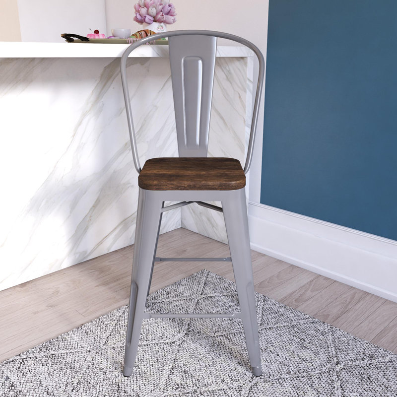 North Andover Bar Stool, Silver, Counter Stool (23.5” Seat Height)
