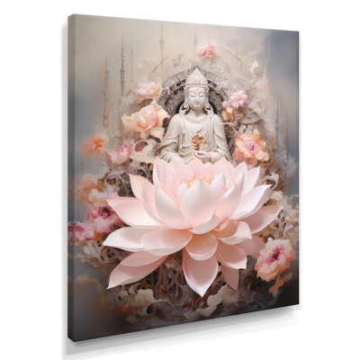 Pink Buddhism Lotus Of Wisdom - Buddhism Framed Canvas Print Wall Art