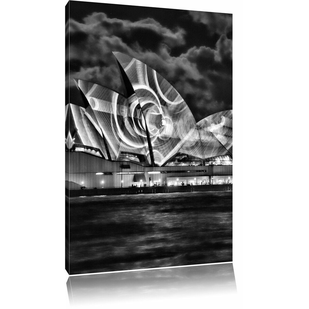 Leinwandbild Sydney Opera House Lichter in Monochrom