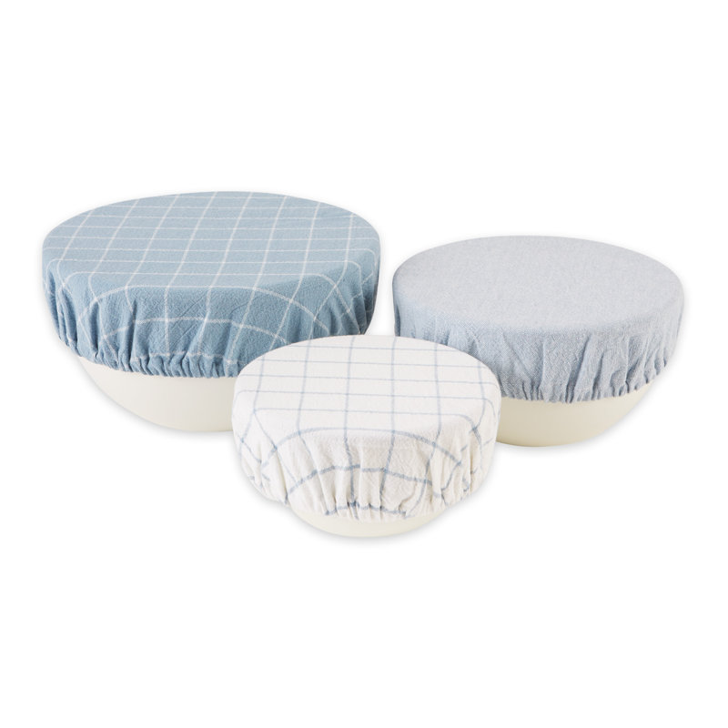 Ensemble de 3 assiettes à vaisselle en coton réutilisables Design Imports, Bleu cendré