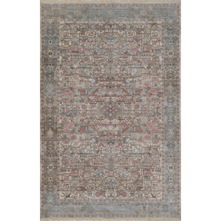 Oriental Machine Woven Polyester Area Rug in Red