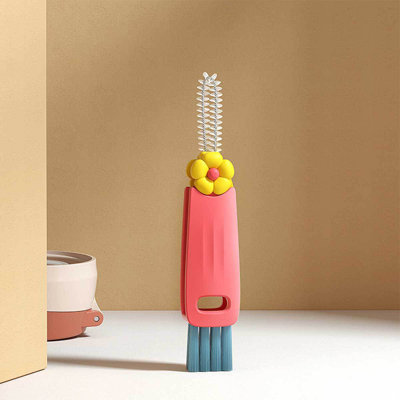 Bouteille d'eau trois-en-un brosse à couvercle multifonctionnel