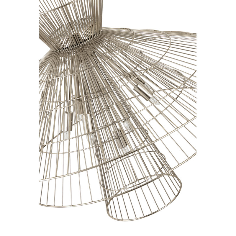 Lustre géométrique unique à 8 lumières Bowry, Nickel poli