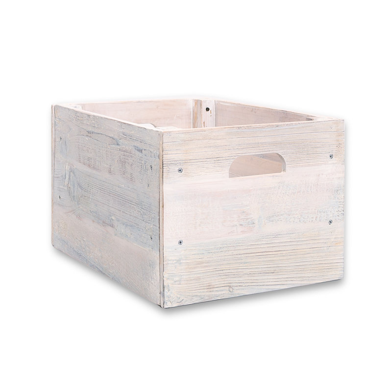 Caisse en bois massif, Blanchir, 9,5 x 11,25 x 15,75