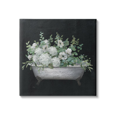 Bouquet de fleurs botaniques rétro sur fond blanc par Nan - Peinture