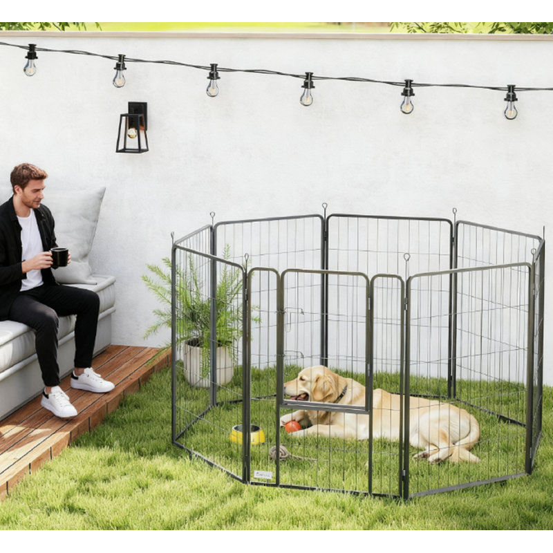 Enclos pour chien à 8 panneaux en métal (39 po) - convient aux chiens de taille moyenne et grande