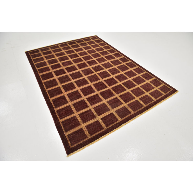 Tapis de zone en laine noué la 5 pi 7 po x 7 pi 8 po one-of-kind Nash