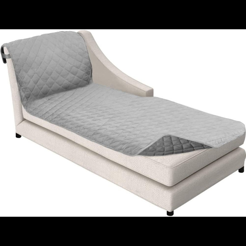 Box Cushion Wingback Slipcover, Light Gray/Charcoal Microfiber, 11.3" H x 4" W x 12.9" D