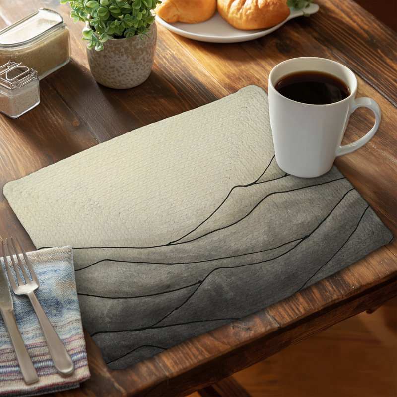 Desaturated Waves Abstract Brown Braided Polyester Placemat