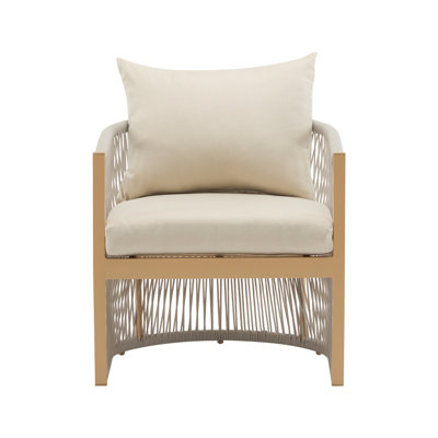 Méridienne en aluminium beige avec assise large ergonomique et élégante pour la détente intérieure et extérieure.