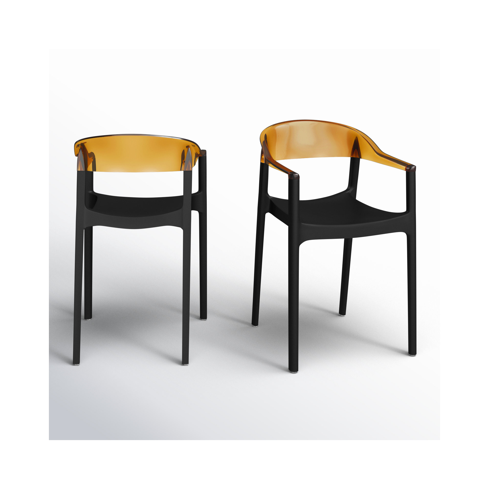 Stella Stacking Patio Dining Armchair, Black/Transparent Amber