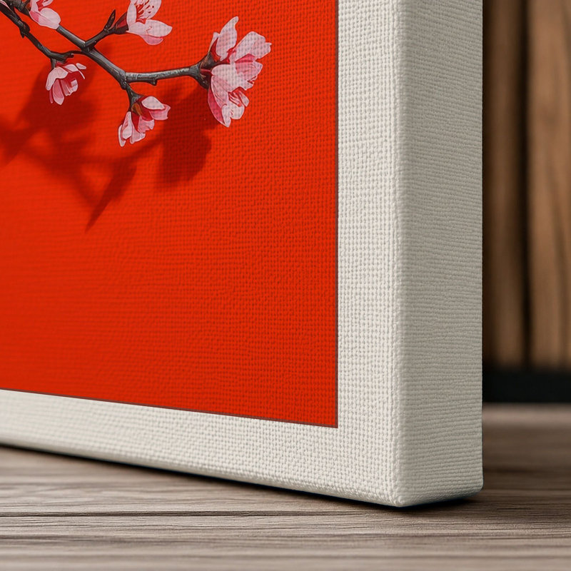 Blossom Geometry Minimalist 1 Piece Wrapped Canvas Wall Art, 18x12 - 45.7 x 30.5 cm, Cream Border