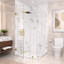 Cabine de douche d'angle à charnières murales sans cadre Nirvana, 89 cm L x 89 cm P x 203 cm H, verre clair facile à nettoyer de 10 mm d'épaisseur, finition or brossé-135874914-136404245