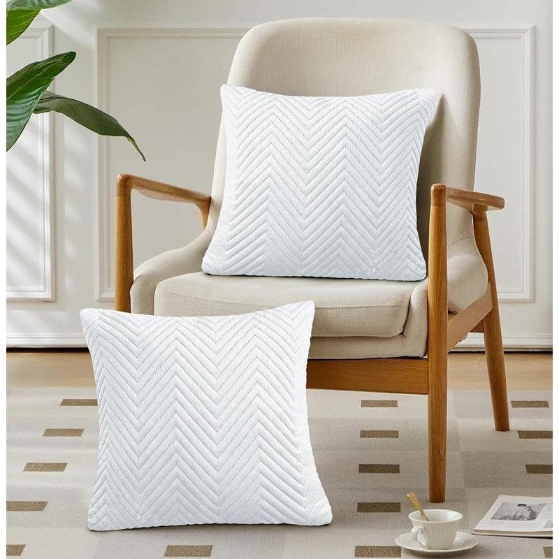 Geometric Grey Cushion, White