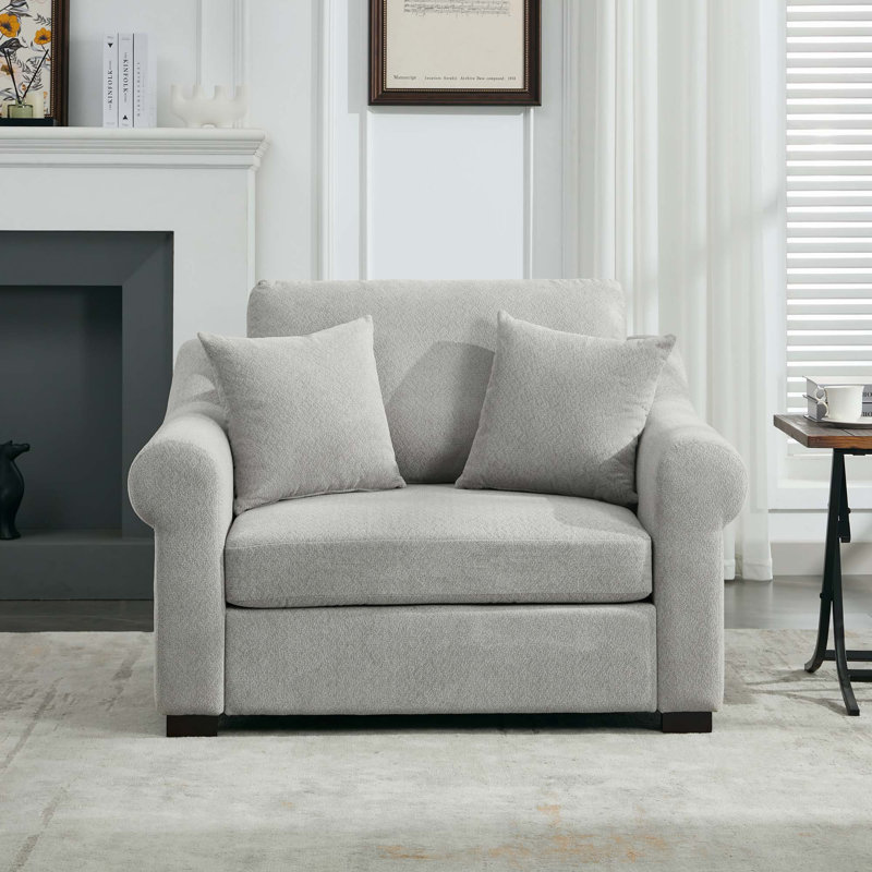 Fauteuil surdimensionné en chenille, Chenille gris pâle, H 40,2 po x l 44,5 po x P 36,2 po