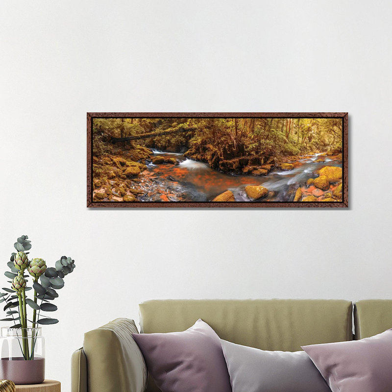 Jungle Panorama II by Glauco Meneghelli - Print on Canvas, Brown Floater Frame, 121.92 cm H x 40.64 cm W
