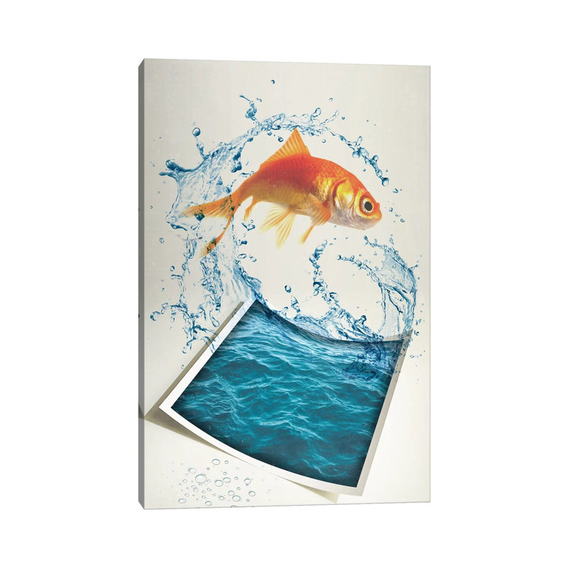 Jumping Goldfish II by Vin Zzep - Wrapped Canvas Print, 66.04 cm H x 45.72 cm W x 1.91 cm D